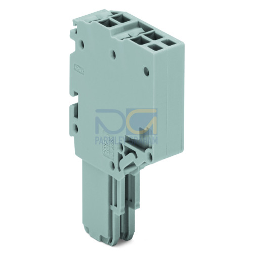 2-conductor female connector, Push-in CAGE CLAMP, 1.5 mm, Pin spacing 3.5 mm, 2-pole, 1, 50 mm, gray