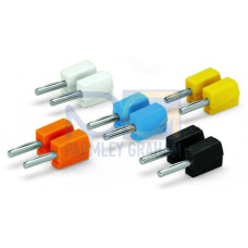 Banana plug, for socket 4 mm dia, color mixed, 10 x each - orange, white, black, blue, yellow, 2, 50 mm