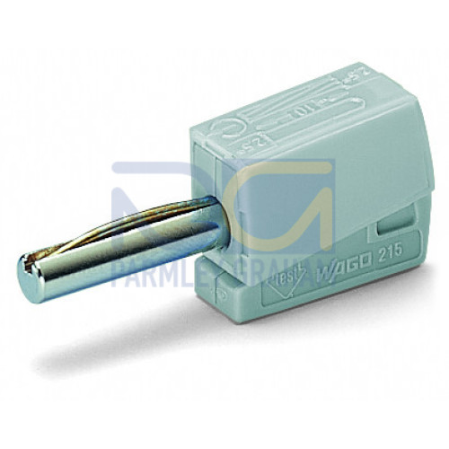 Banana plug, for socket 4 mm dia, 2, 50 mm, gray