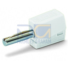 Banana plug, for socket 4 mm dia, 2, 50 mm, white