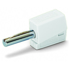 Banana plug, for socket 4 mm dia, 2, 50 mm, white