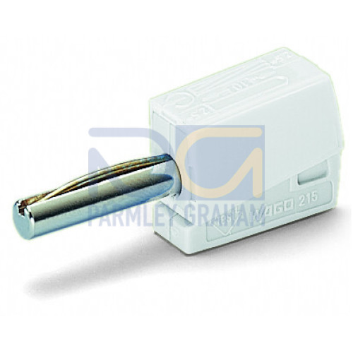 Banana plug, for socket 4 mm dia, 2, 50 mm, white