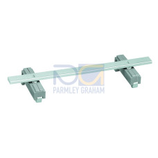 Carrier with 2 grounding feet, parallel to carrier rail, 125 mm long, Cu 10 mm x 3 mm, gray