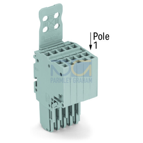 2-conductor female connector with strain relief plate for insertion into carrier tbs gray