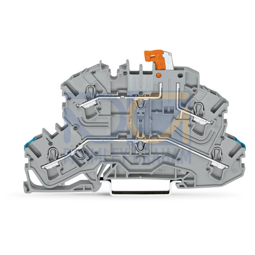 Doubledeck disconnect terminal block, with pivoting knife disconnect