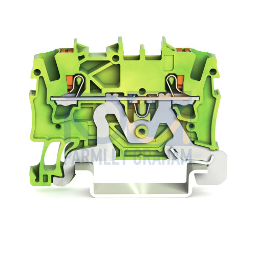 2-conductor ground terminal block with push-button 1.5 mm, green-yellow