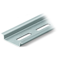 Steel carrier rail; 35 x 7.5 mm; 1 mm thick; 2 m long; slotted; galvanized; according to EN 60715