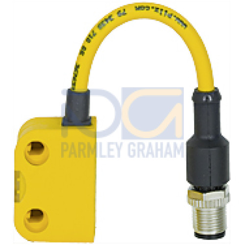 506313 - Magnetic safety switch 2 n/o 1 auxiliary contact n/o 5-pin M12  male connector square design LED IP67