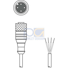 Connection cable Connection 1: Connector, M12, Axial, Female, A-coded, 4 -pin; Connection 2: Open end; Shielded: No; Cable length: 5,000 mm; Sheathing material: PUR