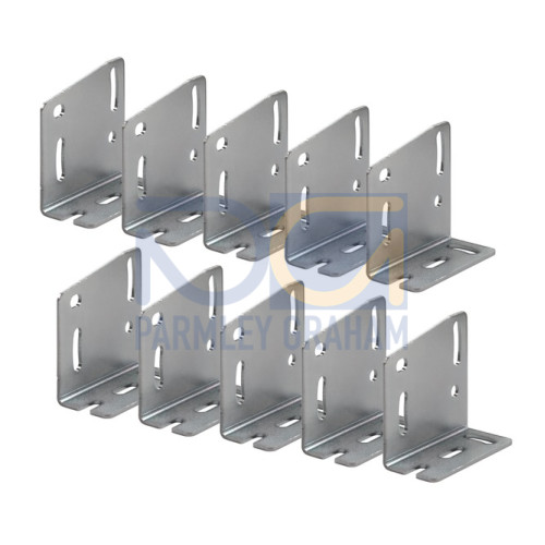 The Mounting device set from . Contains: 10x; Suitable for: 5 series sensors, 3B series sensors, 25B series sensors, 28 series sensors; Design of mounting device: Angle, L-shape; Mounting bracket, a