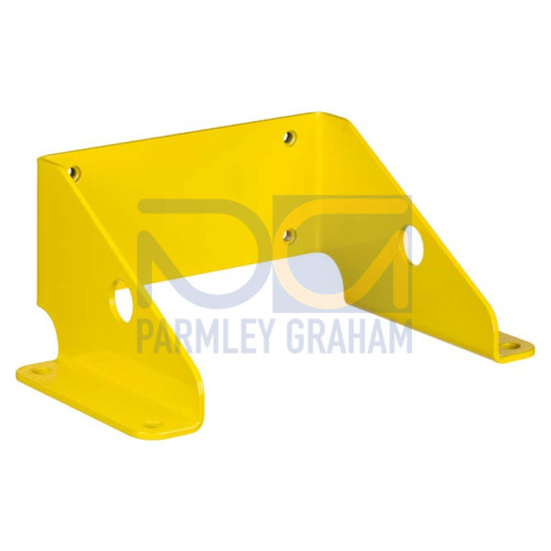 The Mounting bracket from . Suitable for: RSL 400 safety laser scanner; Color: Yellow, RAL 1021; Type of fastening, at system: Through-hole mounting; Type of fastening, at device: Screw type; Materi