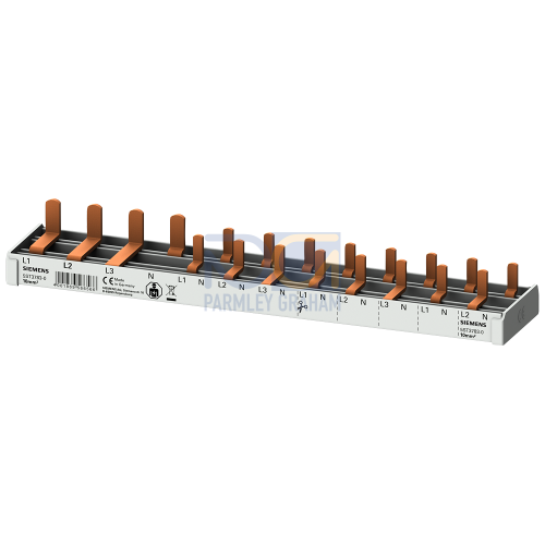 Compact pin busbar, 10 mm2, connection: 3P/N (RCCB N right) 1x RCCB, 4-pole