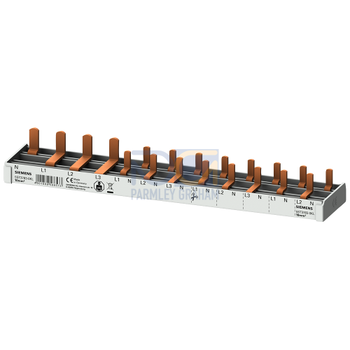 Compact pin busbar, 10 mm2, connection 3-pole/ N (RCCB N left) 1x RCCB, 4-pole