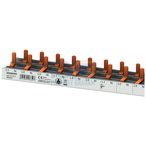 compact Pin Busbar, 10mm2 connection: 3p/N compact device 1 MW touch protected 1000mm cuttable