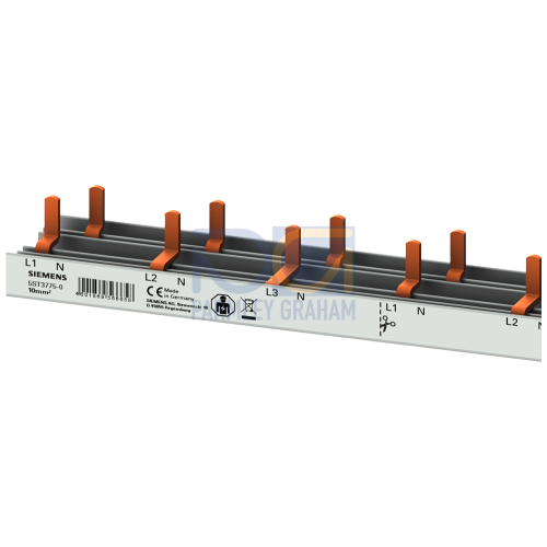 Compact pin busbar, 10 mm2, connection 3P/N AFDD 5SM6 + compact device 1 MW