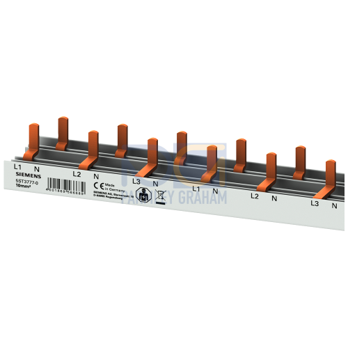 compact Pin Busbar, 10mm2 connection: 3p/N compact device 1 MW + auxiliary switch 0.5 MW touch protected 1000mm cuttable