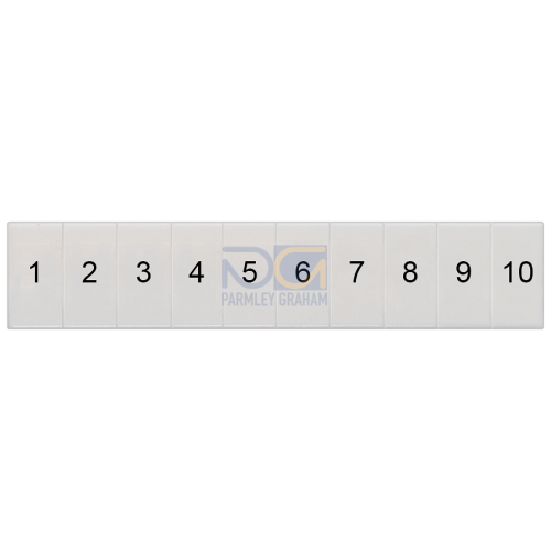 Labeling plate, front, with 1-10 vertical, Terminal width: 5.2 mm, H: 10.5 mm, white