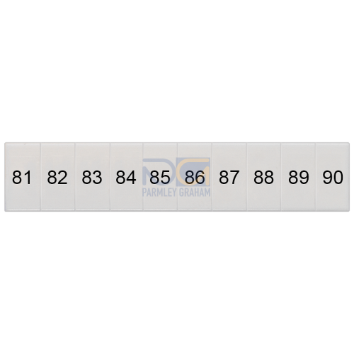 Labeling plate, front, with 81-90, vertical, terminal width: 5.2 mm
