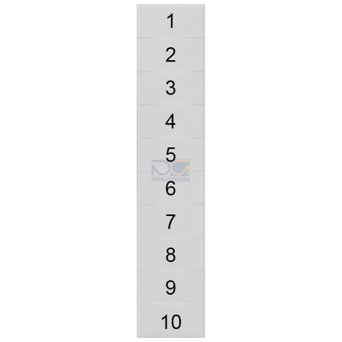 Labeling plate, front, with 1-10 horizontal, Terminal width: 5.2 mm, H: 6.4 mm, white