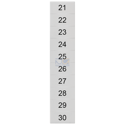 Labeling plate, front, with 21-30 horizontal, Terminal width: 5.2 mm, H: 6.4 mm, white