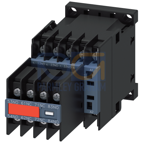 Contactor relay, 6 NO + 2 NC, 110 V AC 50 Hz / 120 V 60 Hz, Size S00, Ring cable lug connection, Captive auxiliary switch,