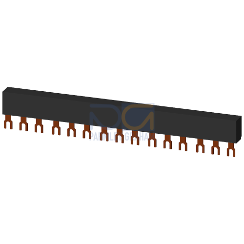 3-ph. busbars modular spacing 45 mm for 5 switches, connections in fork shape