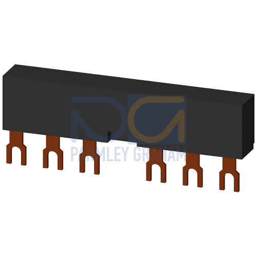 3-phase busbars Modular spacing 55 mm for 2 switches and accessories Fork shape connections