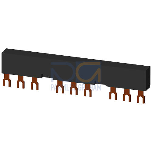 3-phase busbars Modular spacing 55 mm for 3 switches and accessories Fork shape connections