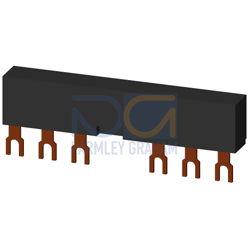 3-phase busbars Modular spacing 63 mm for 2 switches and accessories Fork shape connections