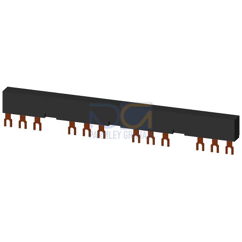 3-phase busbars Modular spacing 63 mm for 4 switches and accessories Fork shape connections