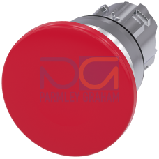 Mushroom pushbutton, 22 mm, round, metal, high gloss, red, 40 mm