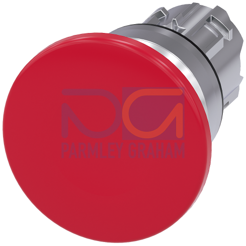 Mushroom pushbutton, 22 mm, round, metal, high gloss, red, 40 mm