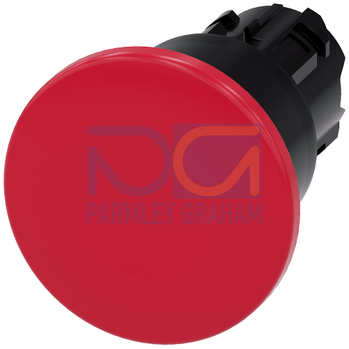 Mushroom pushbutton, 22 mm, round, plastic, red