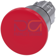 Mushroom pushbutton, 22 mm, round, metal, high gloss, red