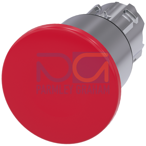 Mushroom pushbutton, 22 mm, round, metal, high gloss, red