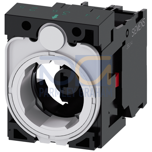 Holder for 3 modules, plastic, 1 NC, LED module, amber, 6-24 V AC/DC, screw terminal