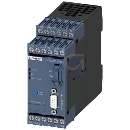 3UF70101AB000 - Basic unit 2 SIMOCODE pro V, PROFIBUS DP interface 12  Mbit/s, RS 485, 4 I/3 Q