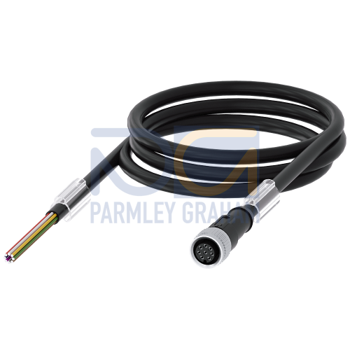 connection cable 8-pole bare cable end, 15 m long, straight socket M12, 2 A and 30 V