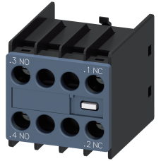 Electron. contr. auxiliary switch 1 NO+1 NC, Current path 1 NO,--,--, 1 NC front-side for 3RH and 3R