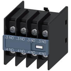 Auxiliary switch on the front, 4 NO Current path 1 NO, 1 NO, 1 NO, 1 NO for 3RH and 3RT Ring cable l