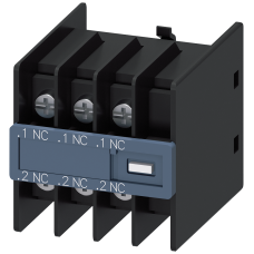 Auxiliary switch on the front, 3 NC Current path 1 NC, 1 NC, 1 NC for 3RH and 3RT Ring cable lug con