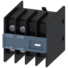 Auxiliary switch on the front, 2 NO Current path 1 NO, 1 NO for 3RH and 3RT Ring cable lug connectio