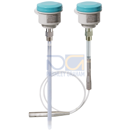 SITRANS LC300 Capacitance level transmitter, rod design: continuous, contact, monitors level or interface in liquids or solids. Extension options up to 5 m (16.40 ft).