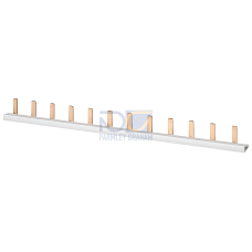 Pin busbar touch-safe, 10 mm2 1-phase+AUX 214 mm long can be cut, with end caps