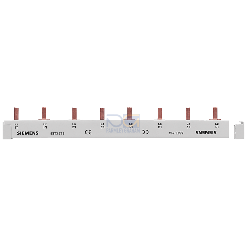 Pin busbar touch-safe, 16 mm2 3x 1-phase+AUX, 1016 mm long can be cut, without end caps