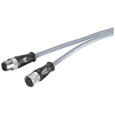 Power Connecting Cable M12-180/M12-180 for Power Supply of ET200, Preassembled Cable with M12 Connect. and M12 A-Code Female Connector 4-Pole 0.3 M