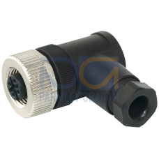 M12 socket, angled, 4-pole, screw terminal, max. 0.75&nbsp;mm2, A-coded, max. 4&nbsp;A