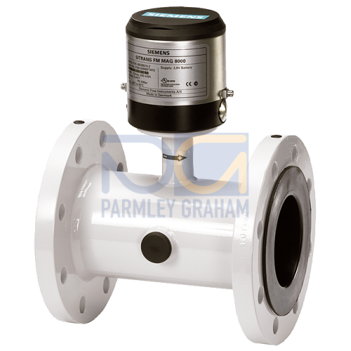 SITRANS FM MAG 8000 Battery-operated electromagnetic flowmeter, flanged, diameter DN 25 to DN 1200 (1" to 48"). Suitable for volume flow measurement of liquids (conductive) and water applications wit