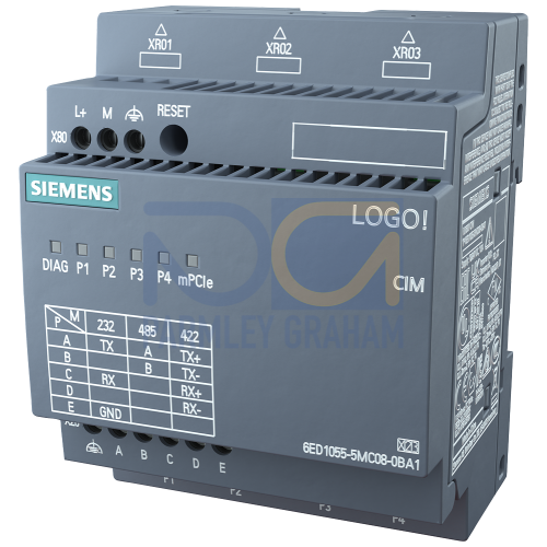 LOGO! CIM Communication Interface Module for LOGO! 8 Modbus RTU interface (RS232/485) 4-port switch; without 4G/LTE/GPS engine; without antennas; web configurator