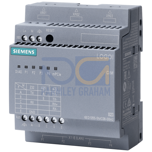 LOGO! CIM Communication Interface Module for LOGO! 8 Modbus RTU interface (RS232/485) 4-port switch; without 4G/LTE/GPS engine; without antennas; web configurator